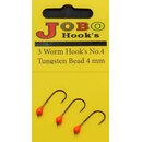 Worm Jig Hook  with Tungsten Bead No.4 - 4 mm  Orange