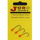 Worm Jig Hook  with Tungsten Bead No.6 - 4 mm Orange