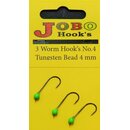Worm Jig Hook  with Tungsten Bead No.4 - 4 mm Green