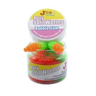 Ruffy Bubble Gum Trout Worms Two Colors 58 mm 6 pcs Orange - Green
